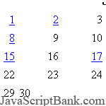 Calendrier avec les notes de script © JavaScriptBank.com