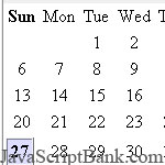 Simple Basic Calendar script © JavaScriptBank.com